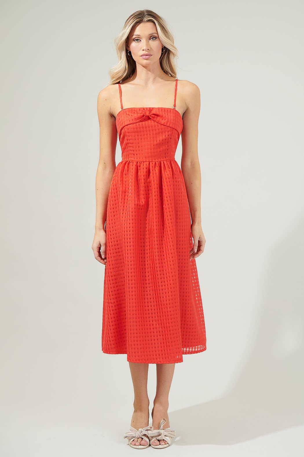 Red Bow Midi Dress