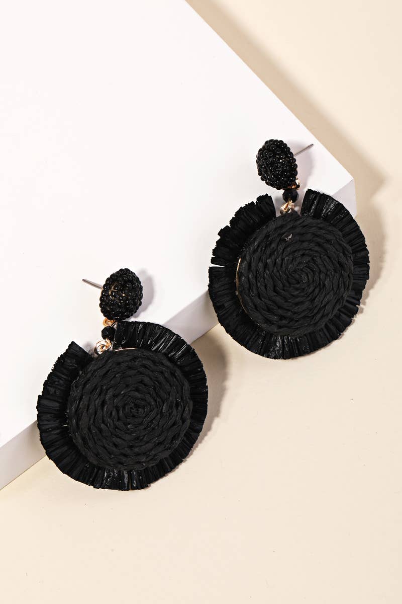 Black Raffia Earring