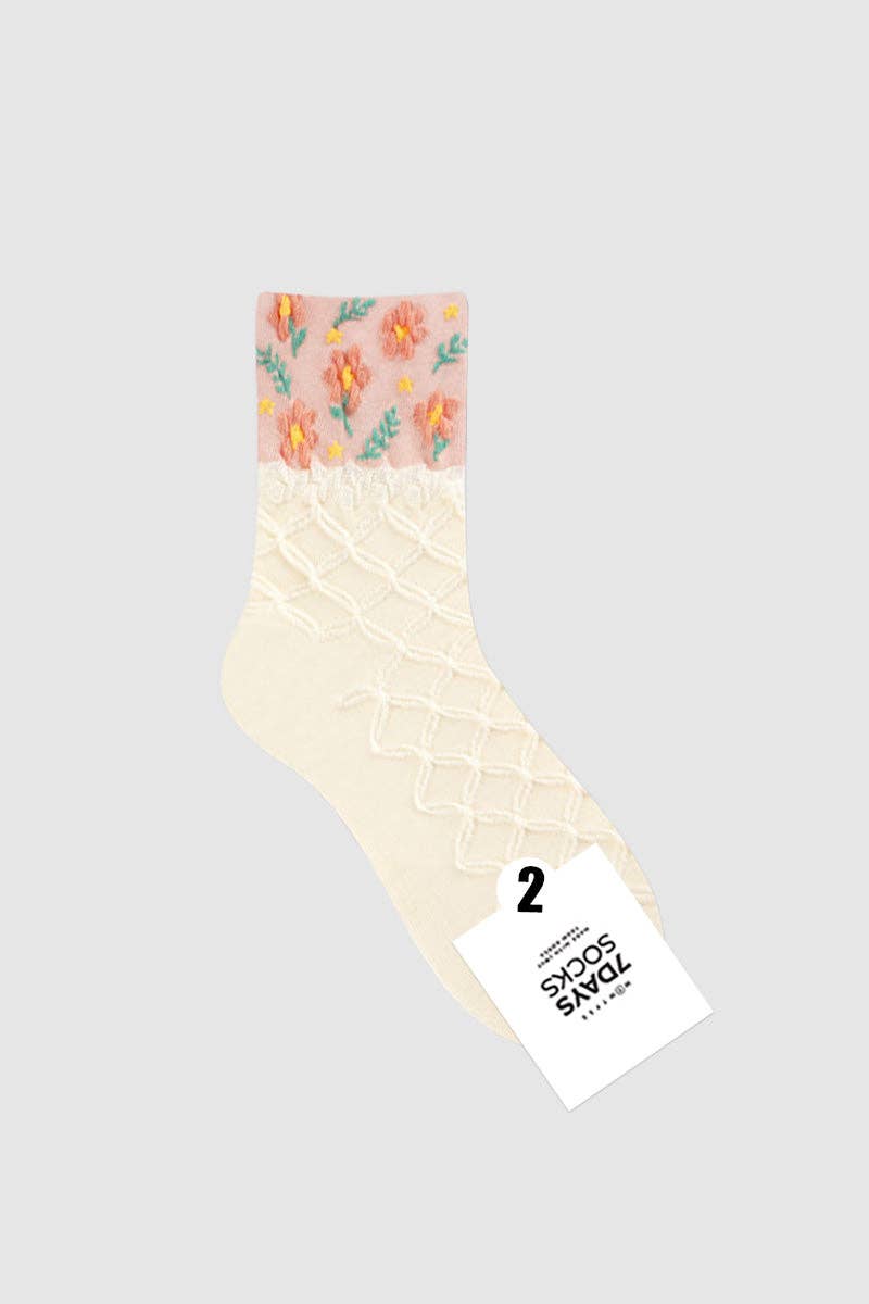 Peachy Flower Spring Socks