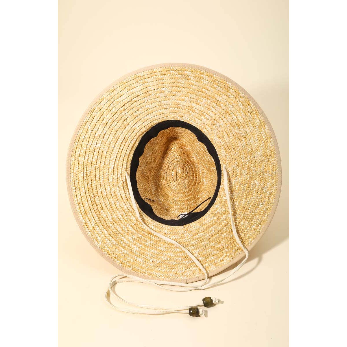 Straw Sun Hat w/Black Strap