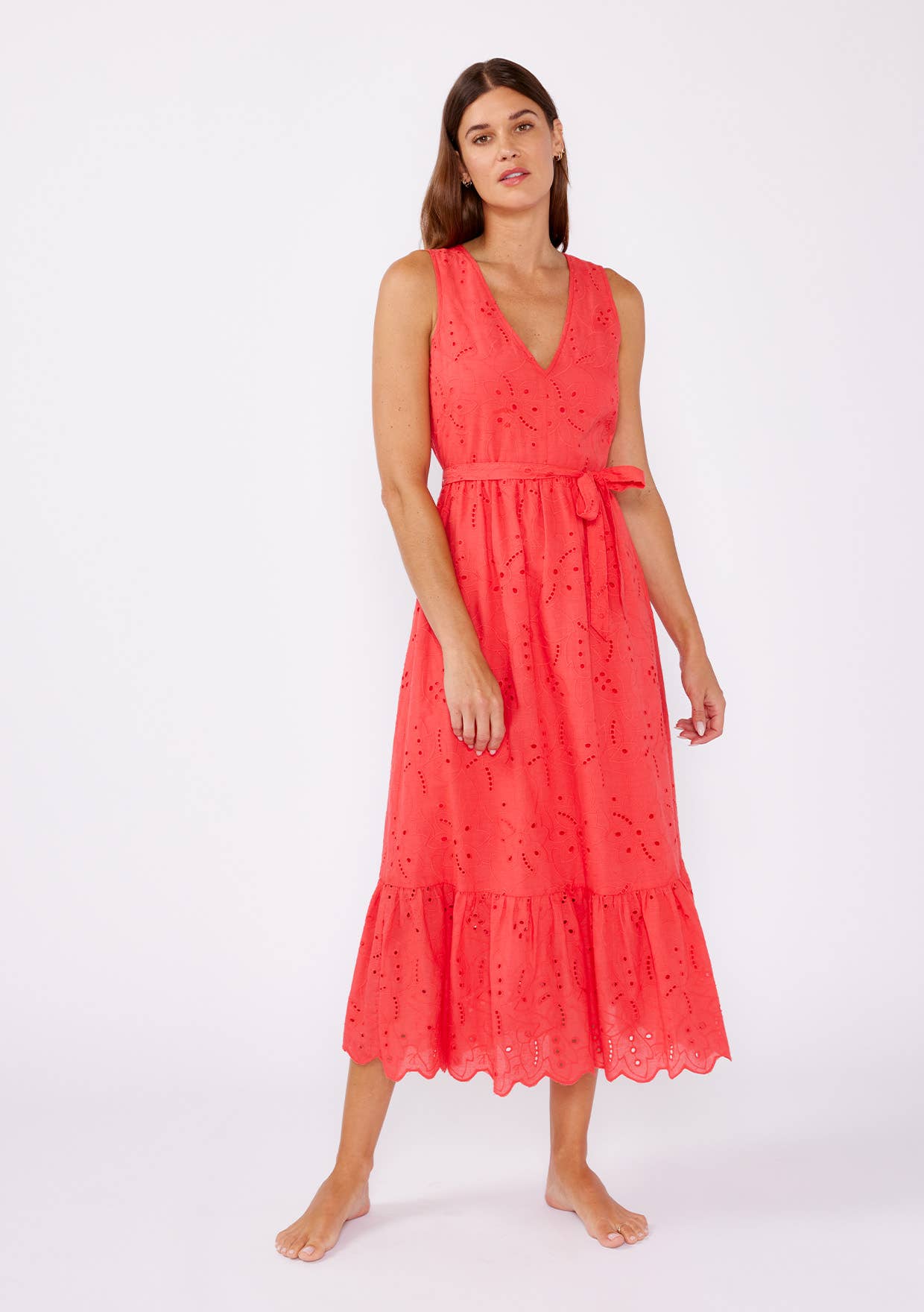 Coral Eyelet Dress