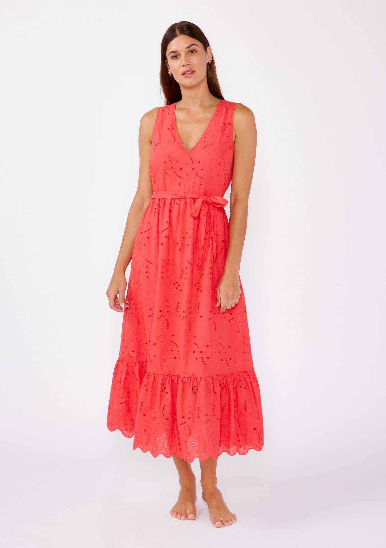 Coral Eyelet Dress