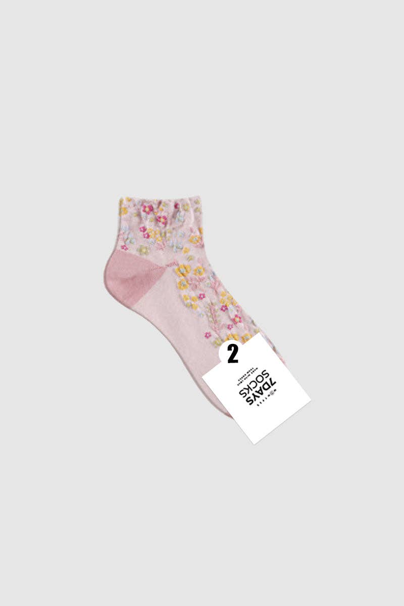 Floral Ankle Socks - 2 Colors