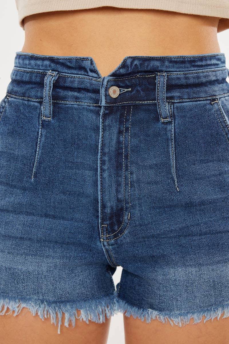 Pintuck Denim Shorts