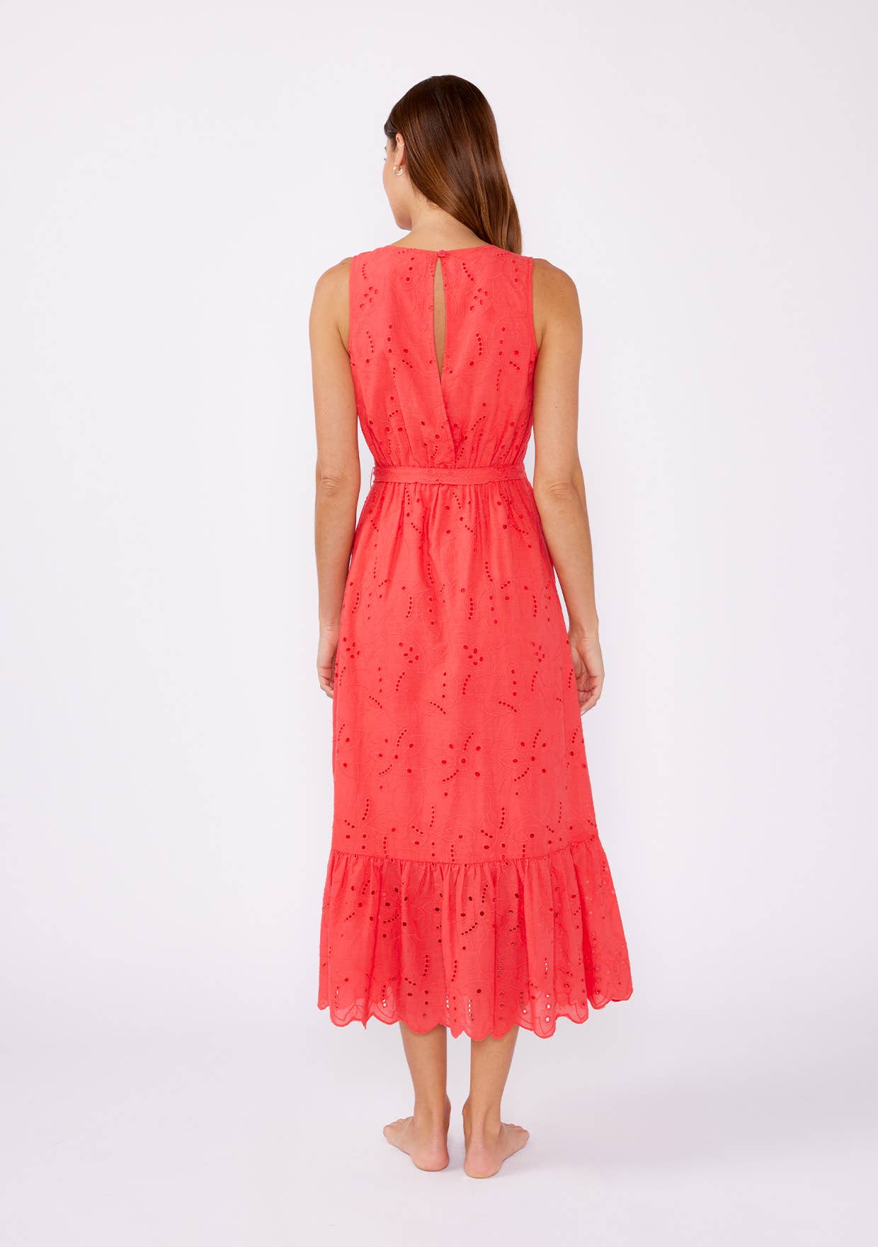 Coral Eyelet Dress