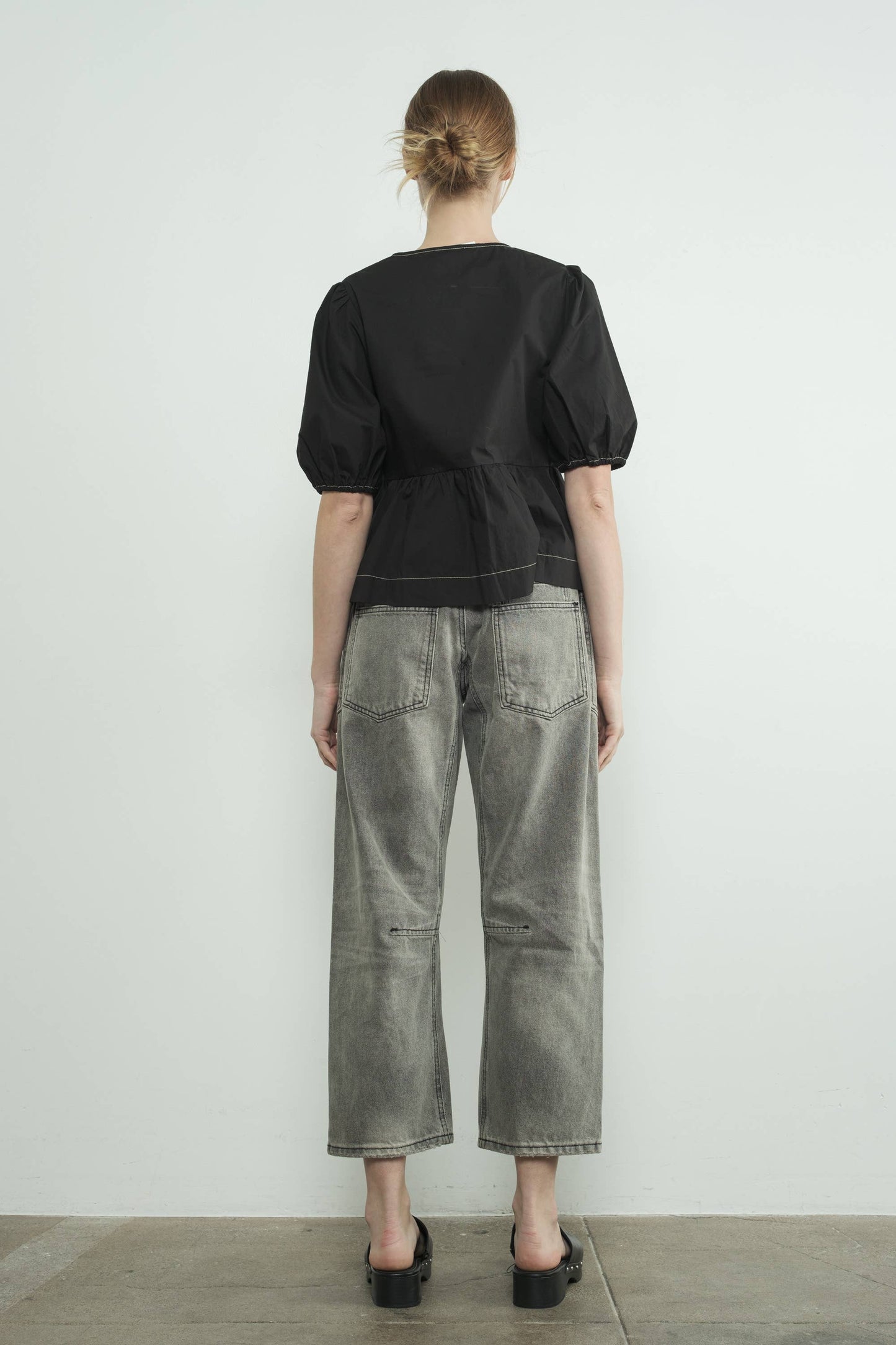 Eyelet Waist Grey Jeans