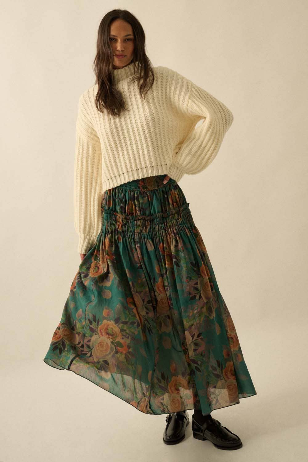 Petal Cascade Maxi Skirt