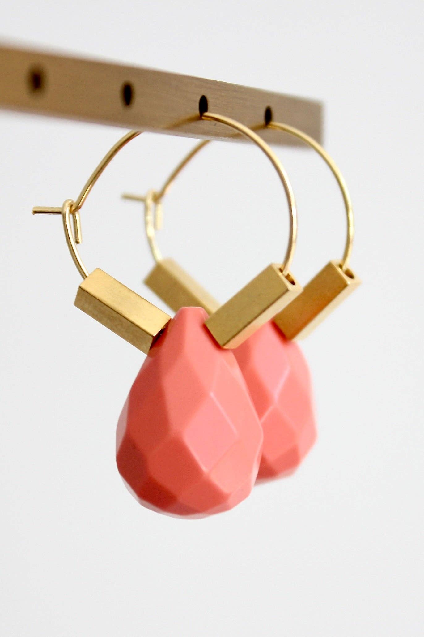 Coral Brass Hoops