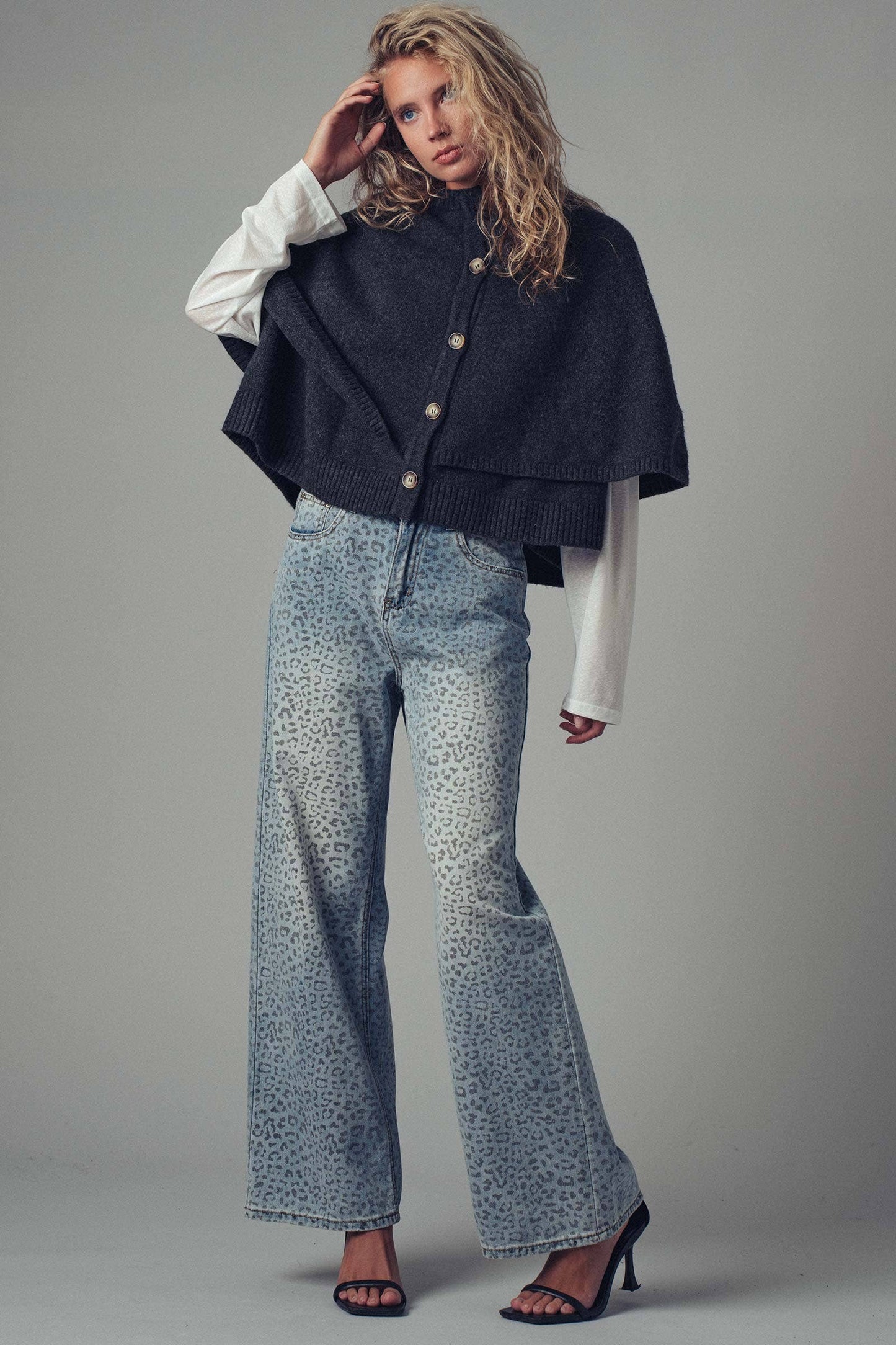 Button-Front Sweater Cape