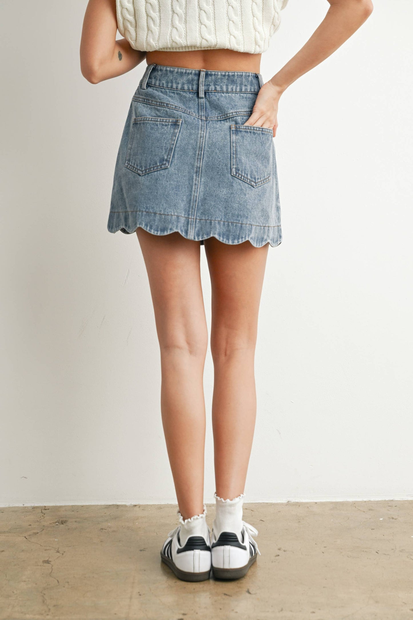 Susie Scallop Denim Skirt