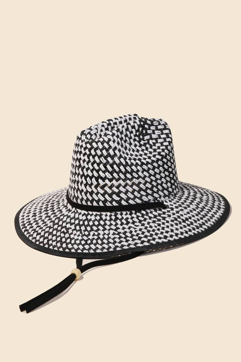 Black Pattern Sraw Hat