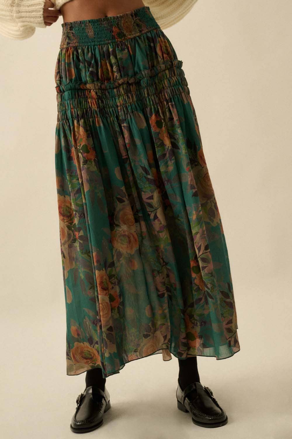 Petal Cascade Maxi Skirt