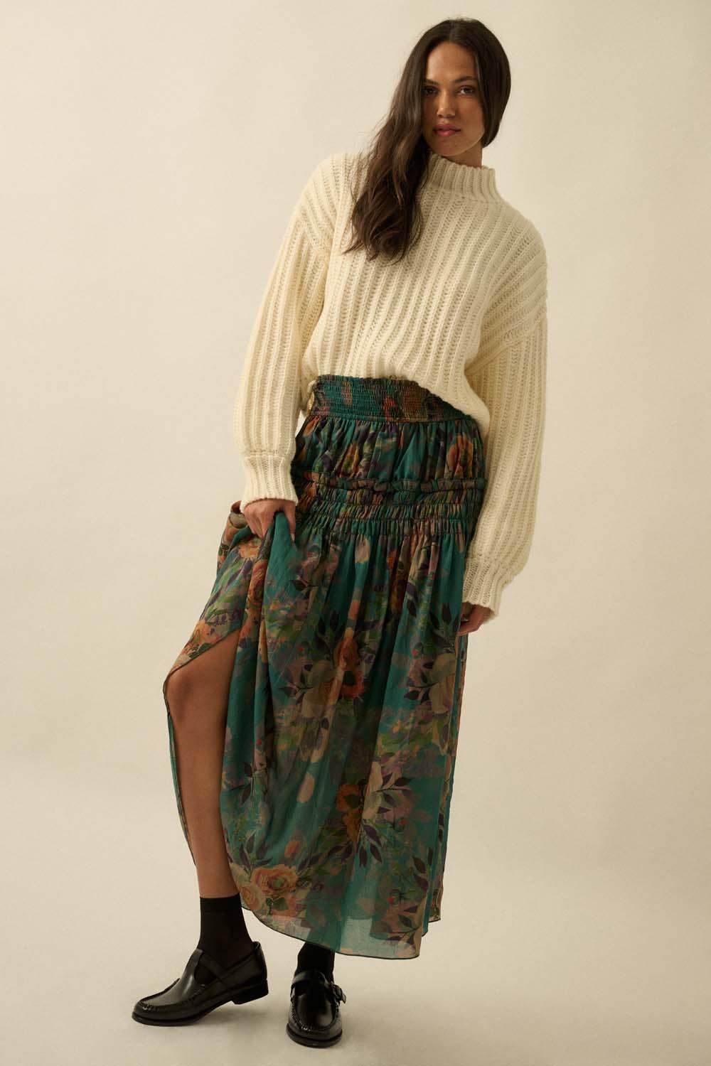 Petal Cascade Maxi Skirt