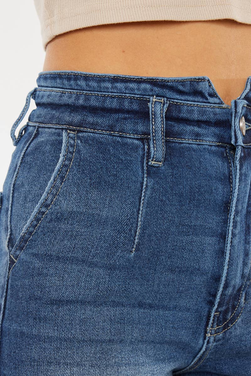 Pintuck Denim Shorts