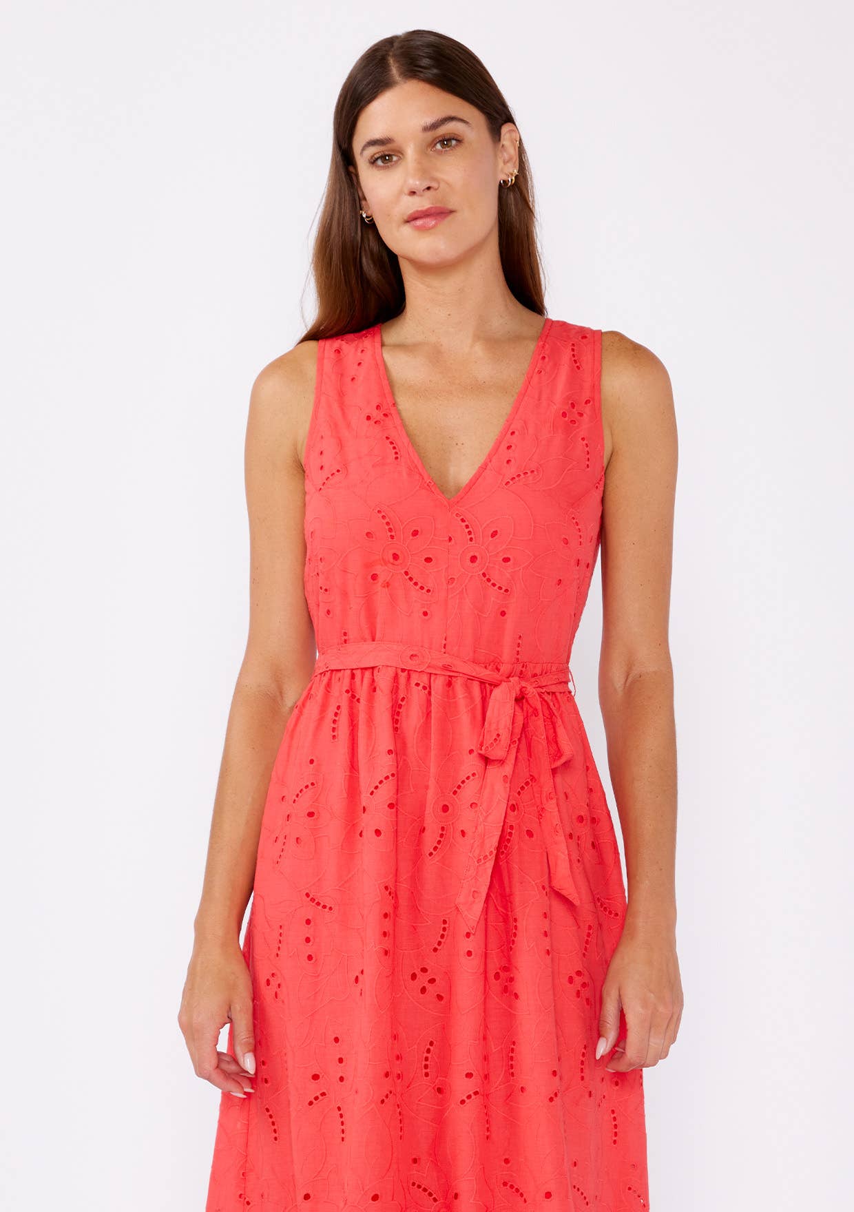 Coral Eyelet Dress