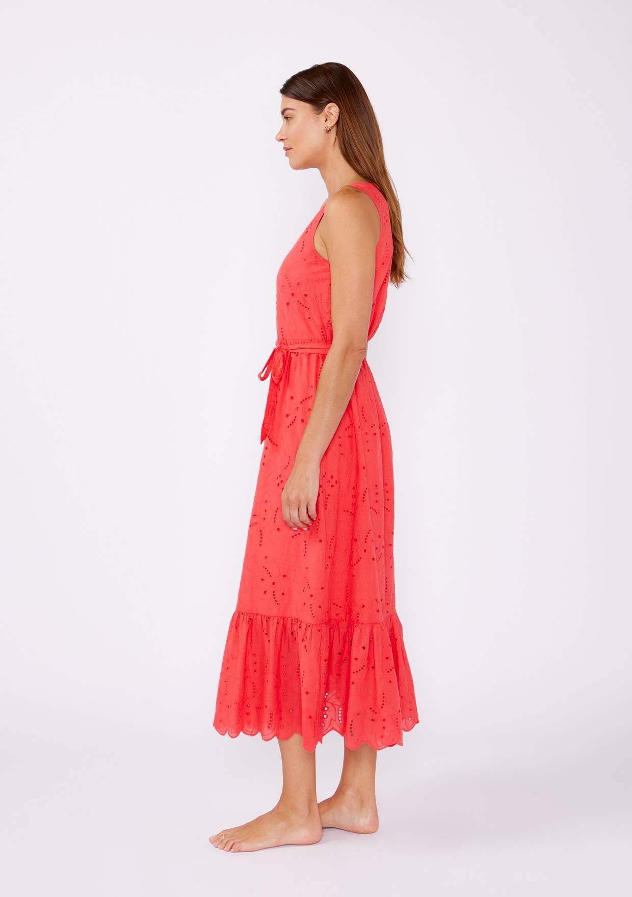 Coral Eyelet Dress