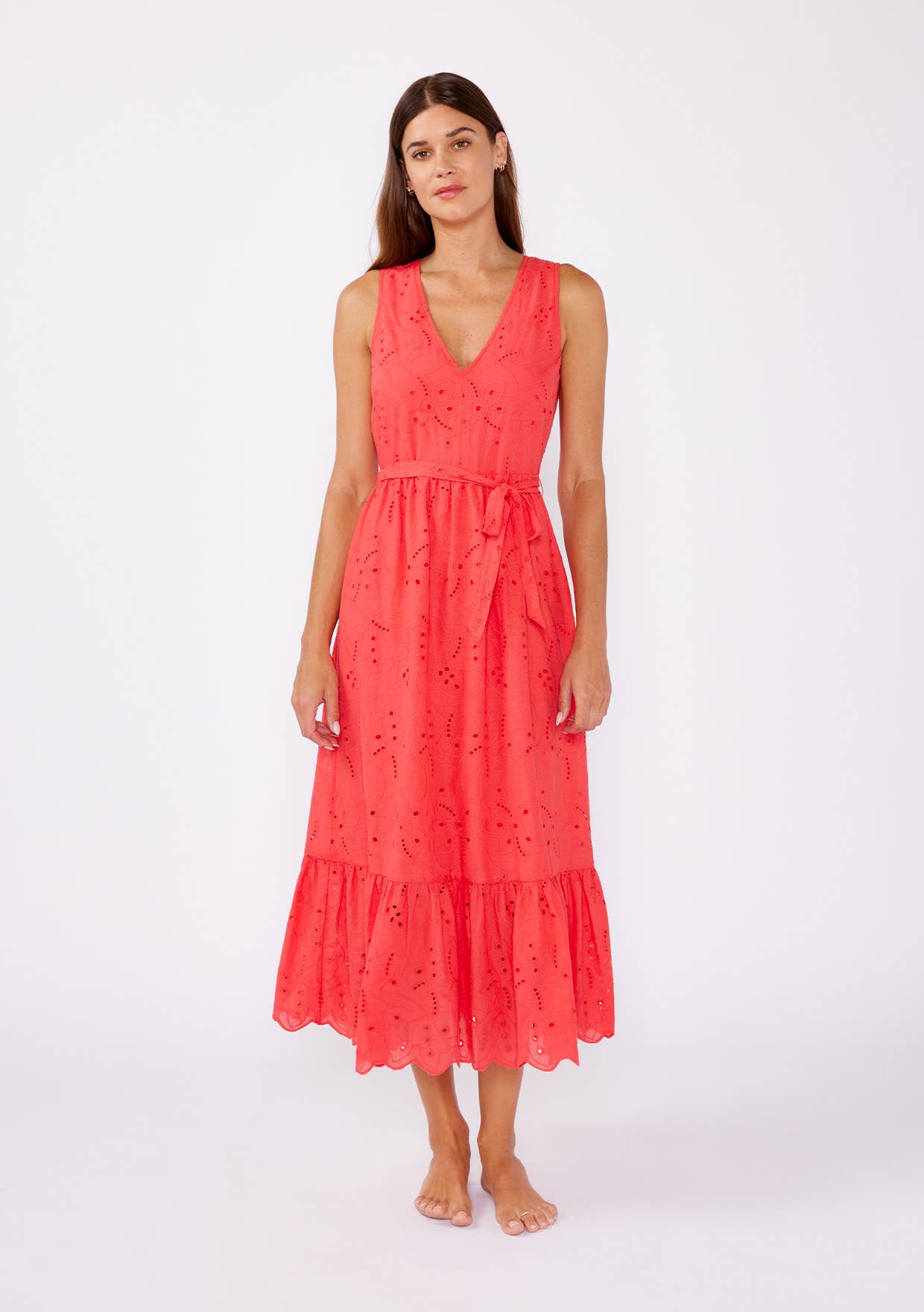 Coral Eyelet Dress