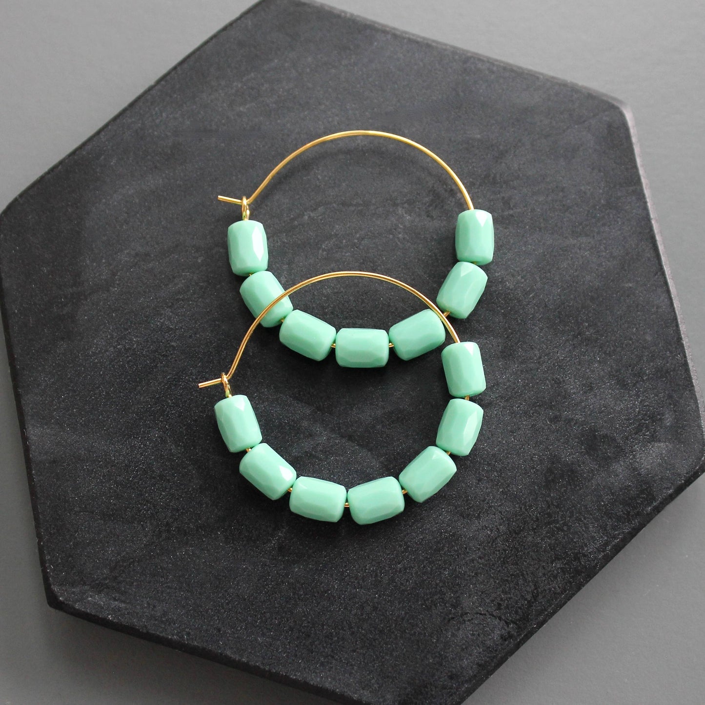 Turquoise Glass Hoops
