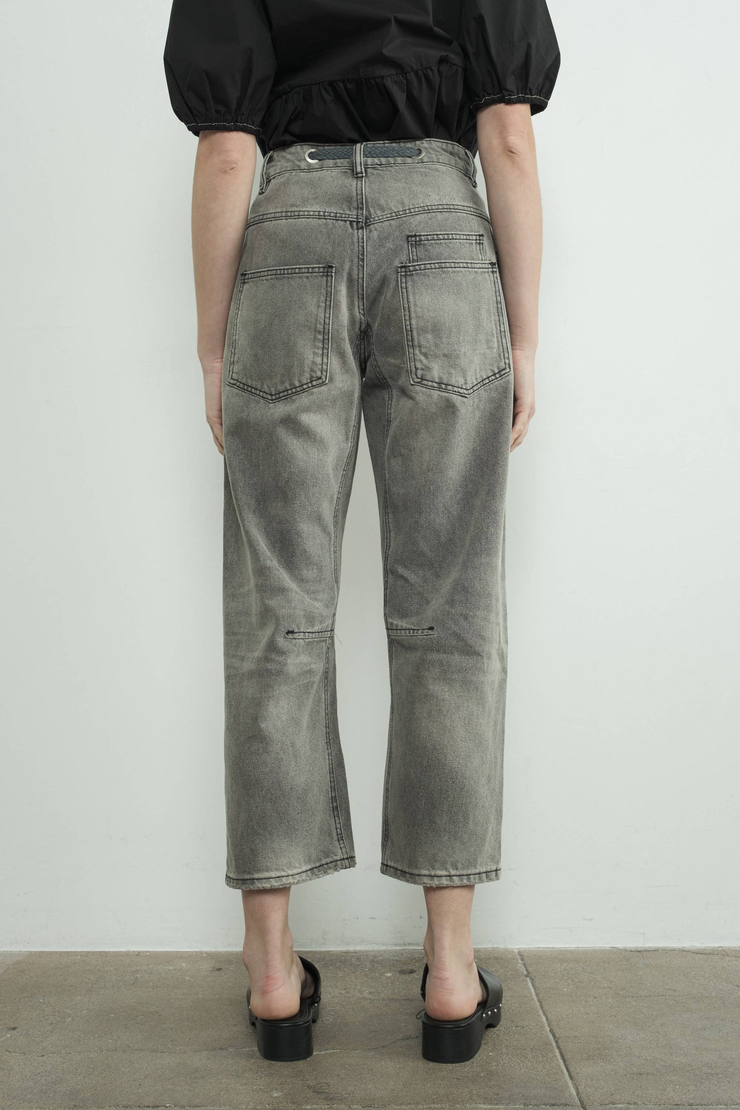 Eyelet Waist Grey Jeans