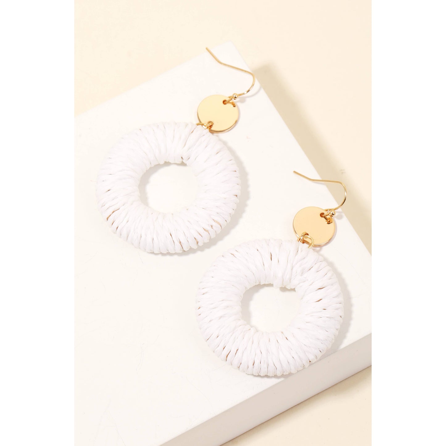 White Rattan Hoop Earrings