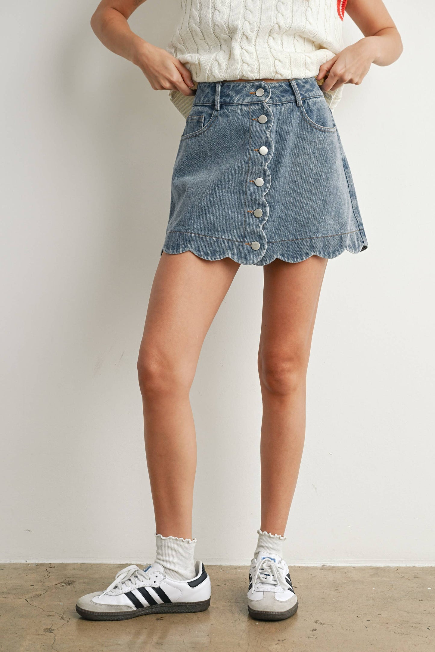 Susie Scallop Denim Skirt