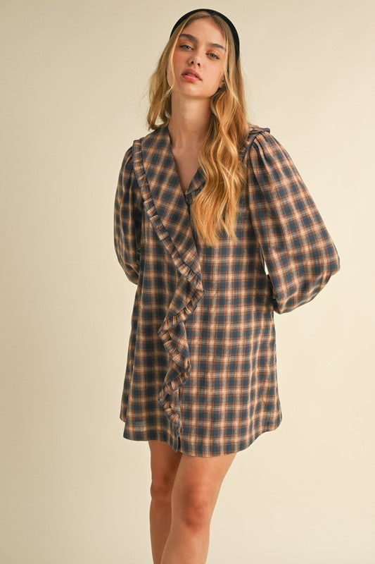 Navy Plaid Dress