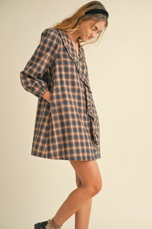 Navy Plaid Dress