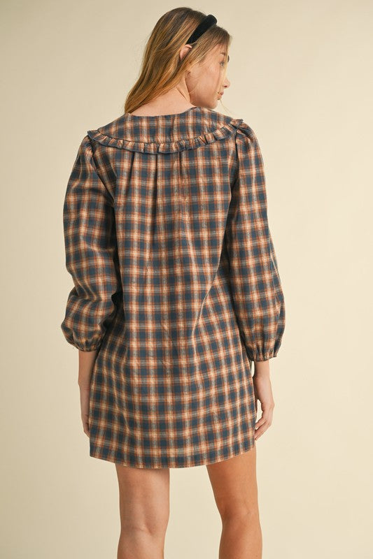 Navy Plaid Dress