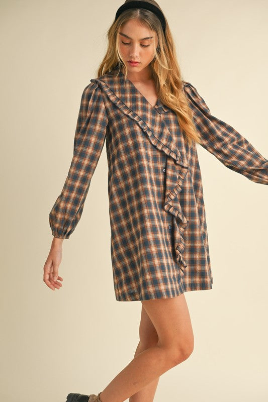 Navy Plaid Dress