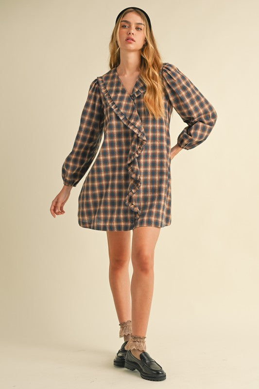 Navy Plaid Dress