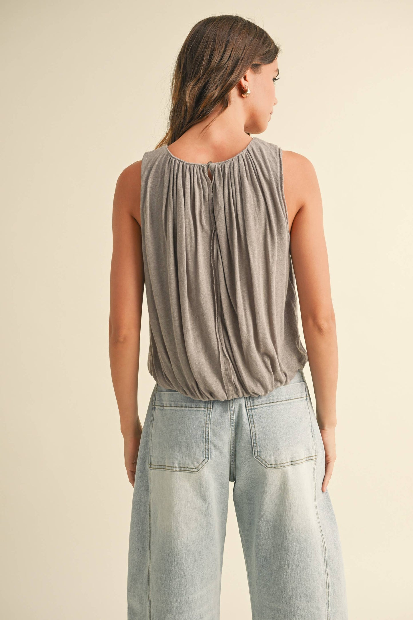 Linen Knit Bubble Top