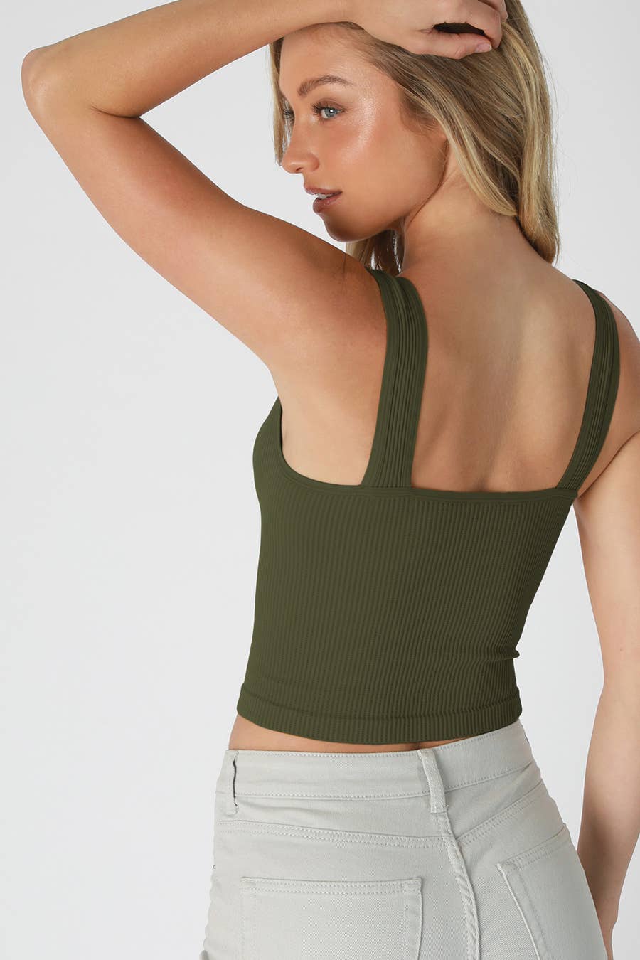 V Neck Ribbed Crop Top