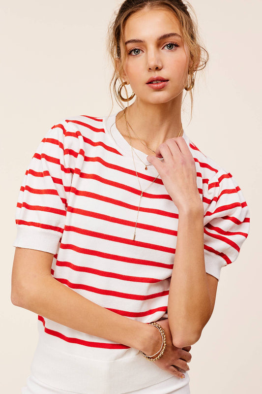 Penny Puff Short Sleeve Stripe Top