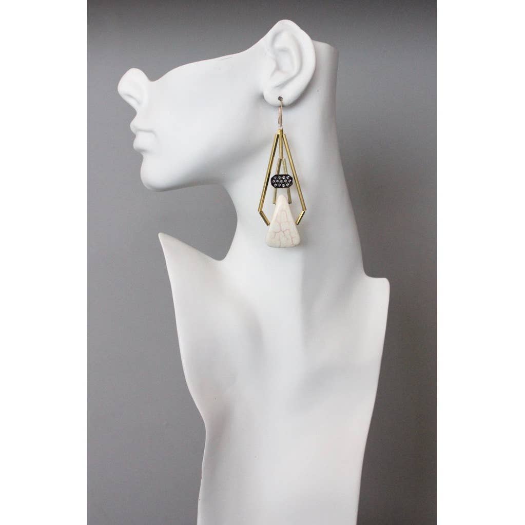ArtDeco rhinestone and white stone earrings