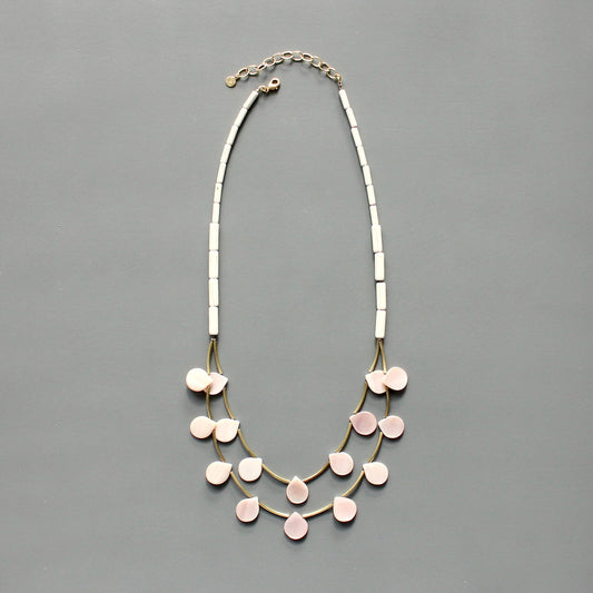 Mother-of-pearls double strand necklace