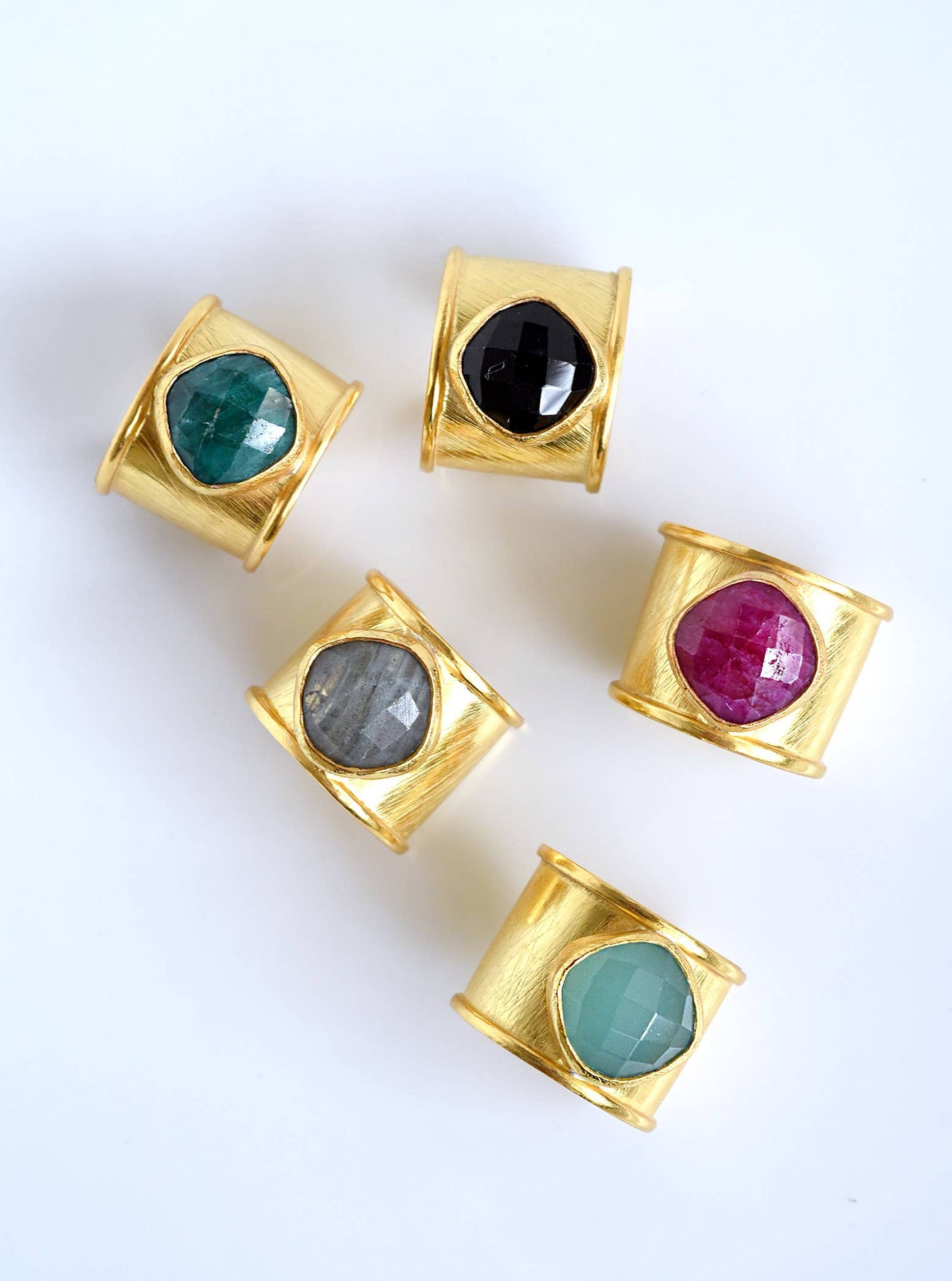 Hand Crafted Cuff ring with Gemstones