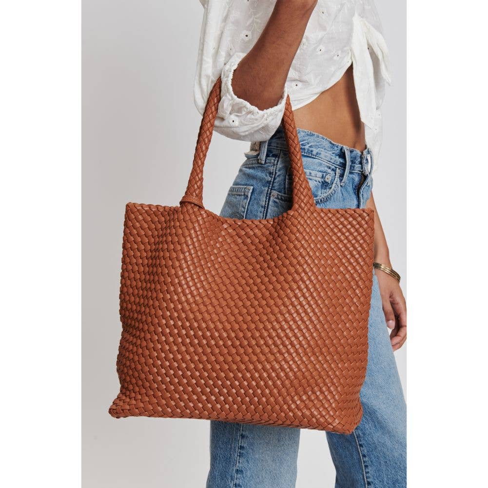 Solana Woven Vegan Leather Tote