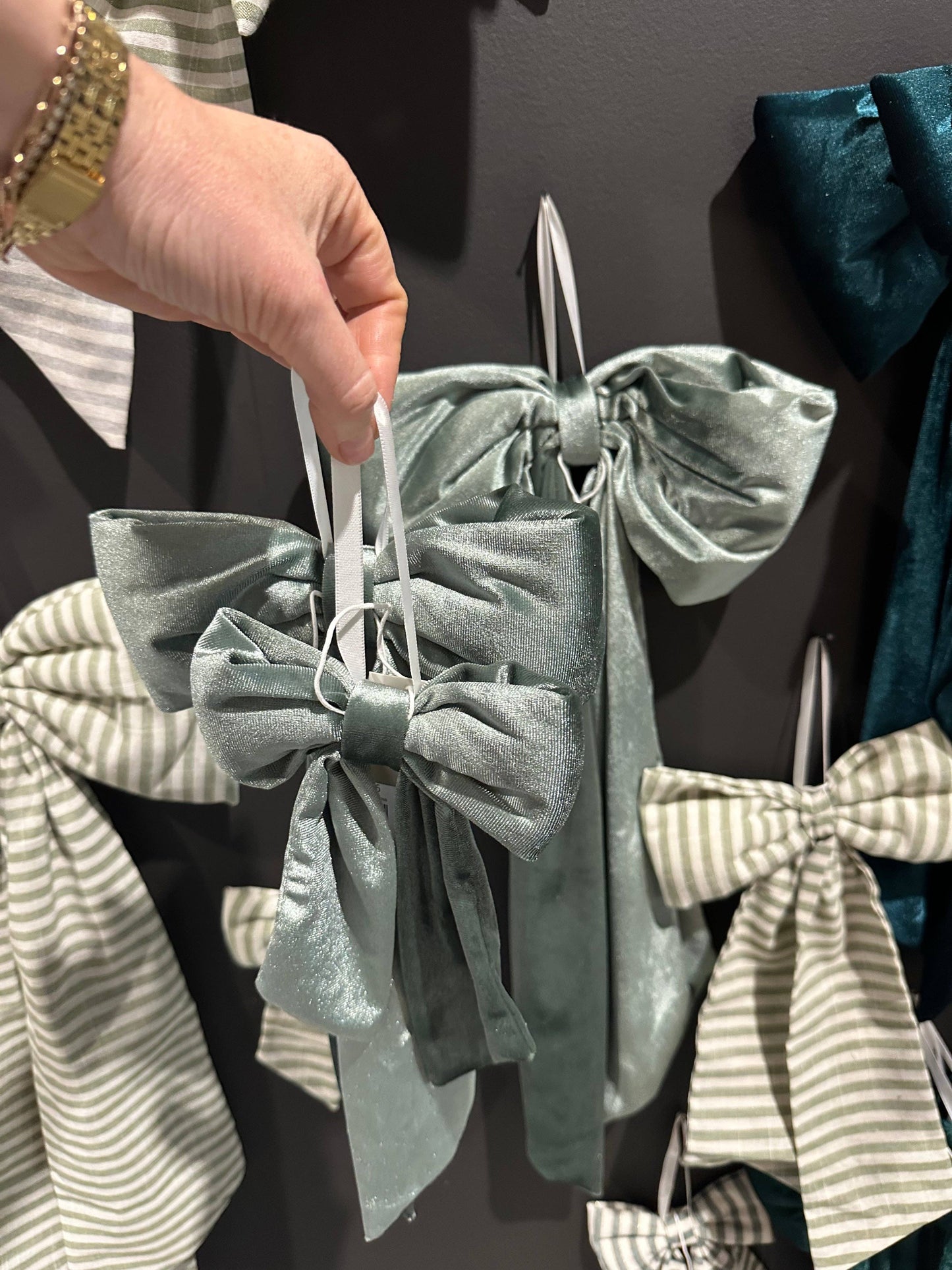 Sage Velvet Holiday Bows