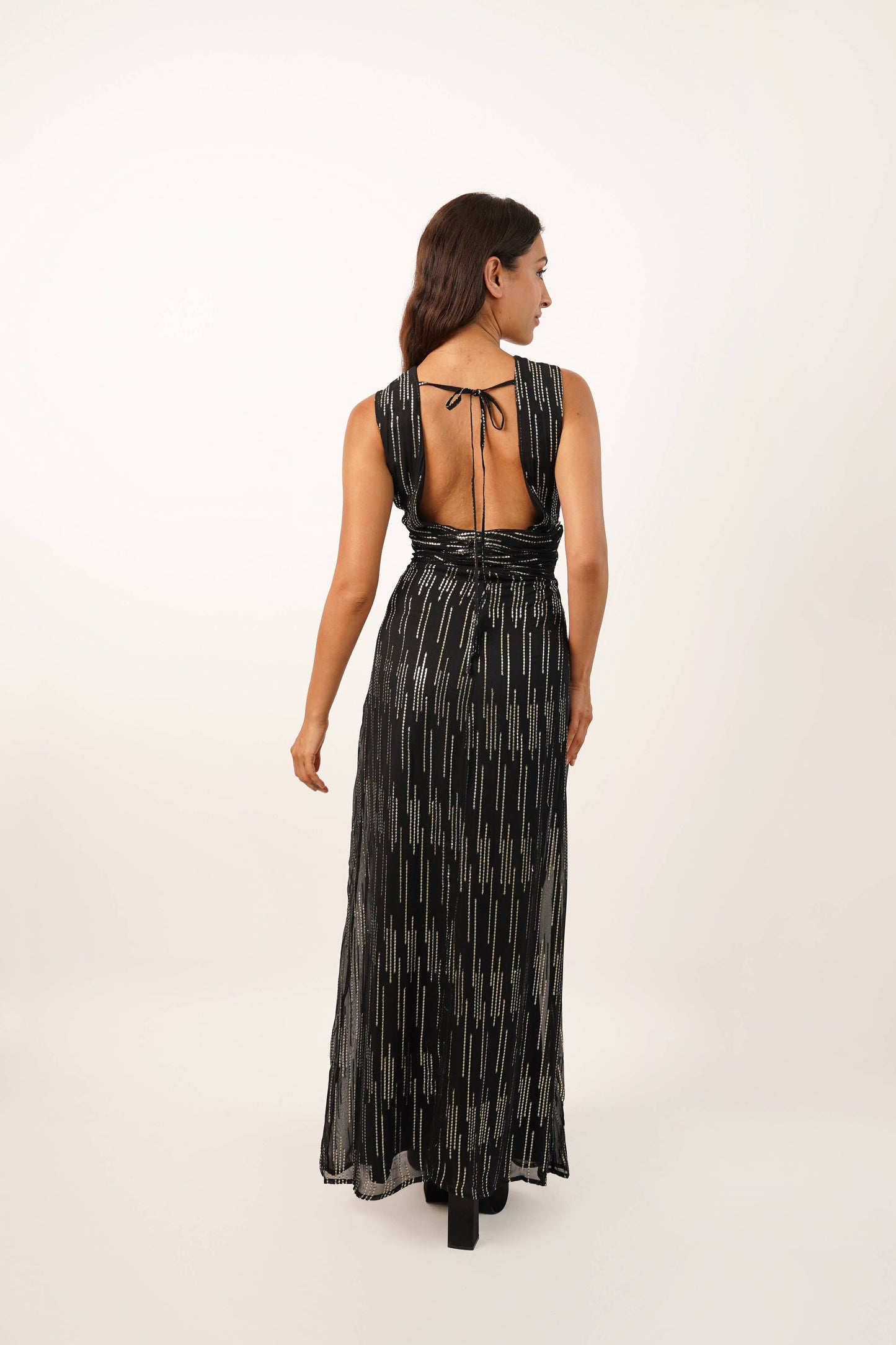 Norex Plunging Dress with Tie Back