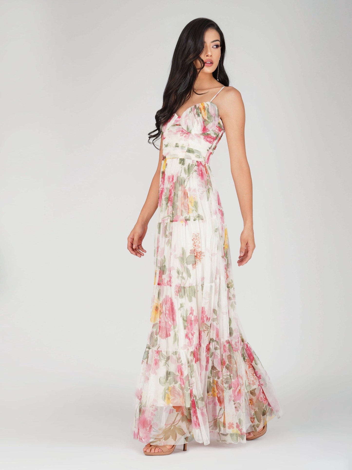 Thea Tulle Floral Maxi Dress