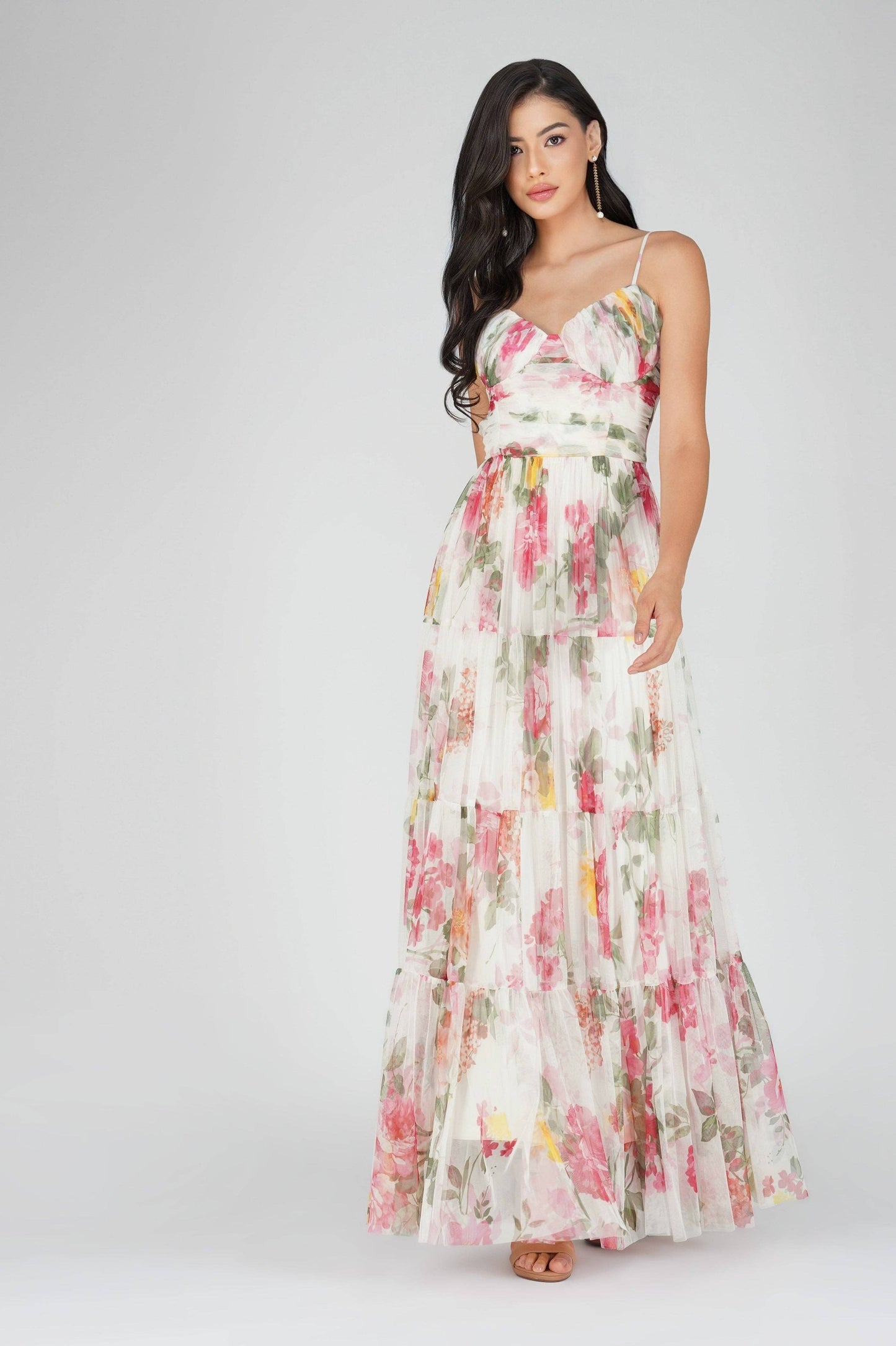 Thea Tulle Floral Maxi Dress