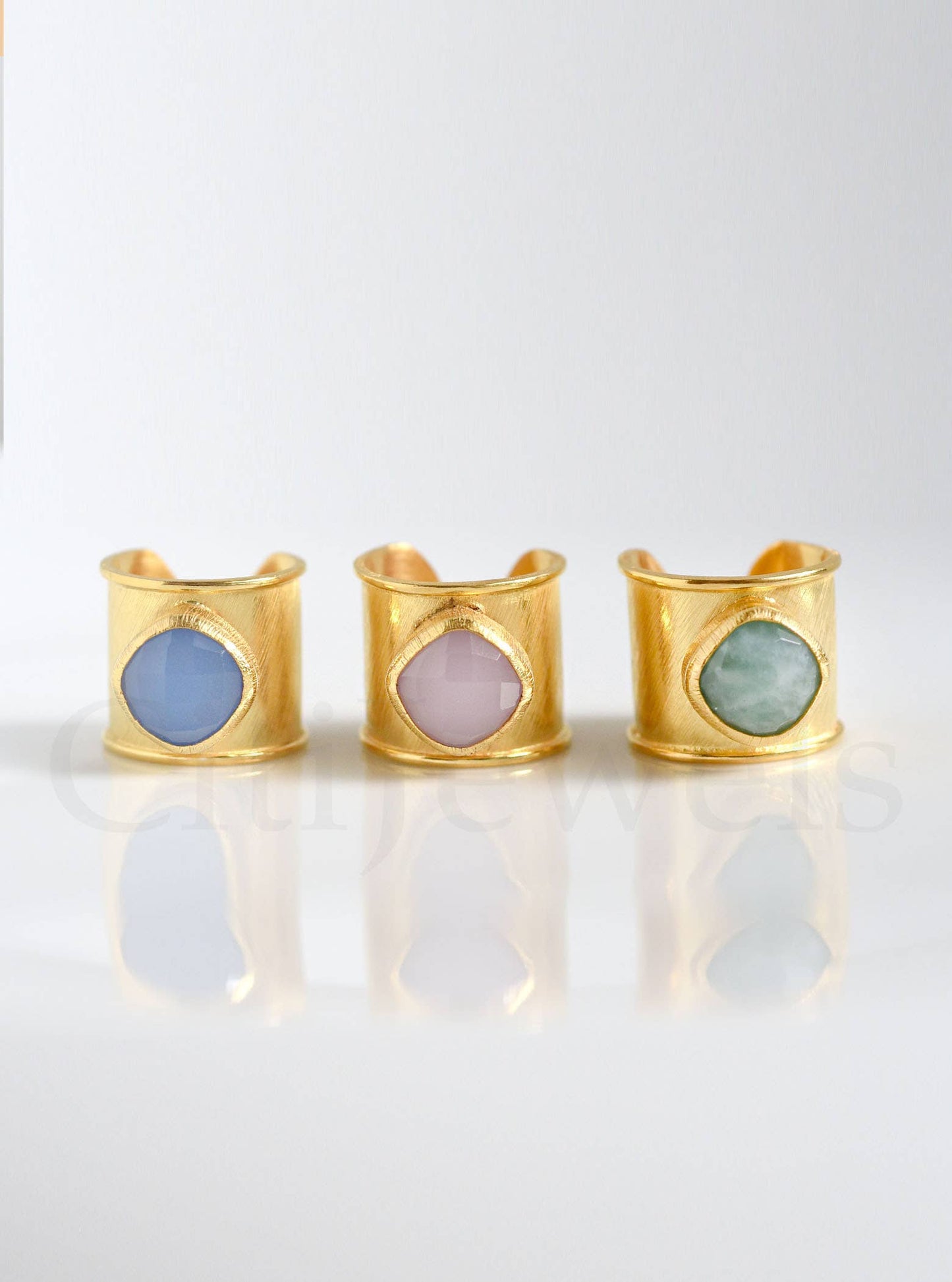 Hand Crafted Cuff ring with Gemstones