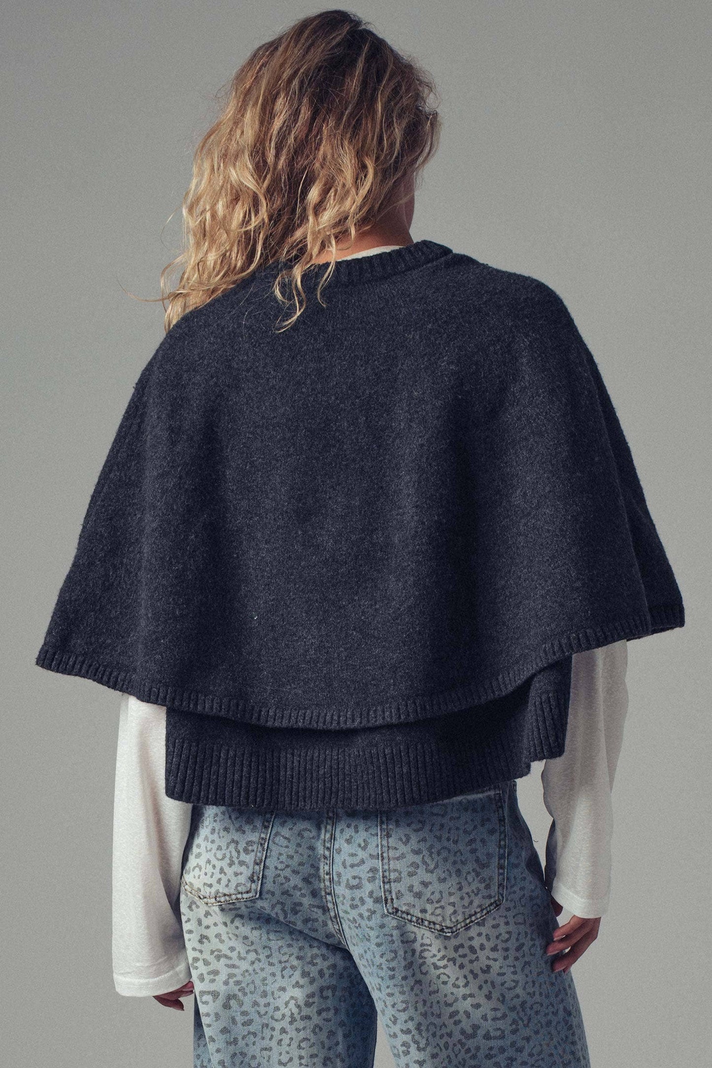 Button-Front Sweater Cape