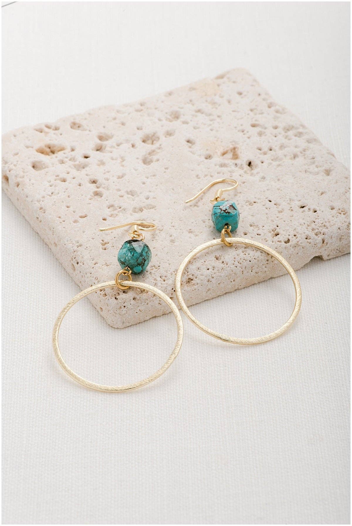 Stone Hoop Earrings