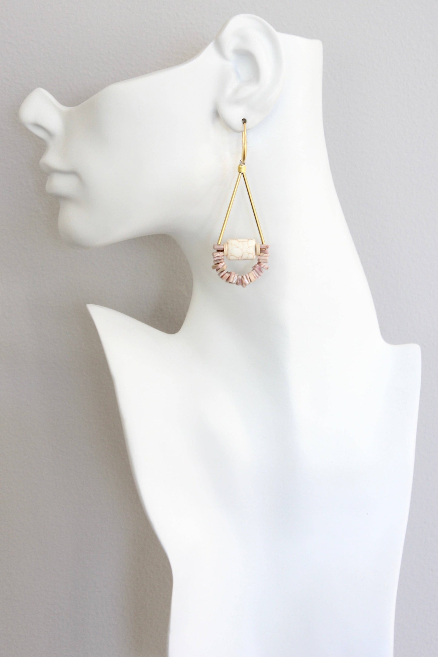 Rhodochrosite geometric earrings