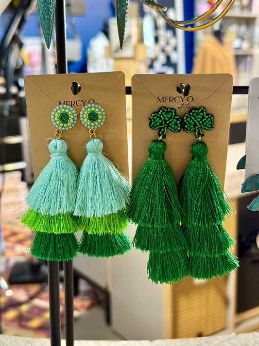 St Patricks Tassel Earring