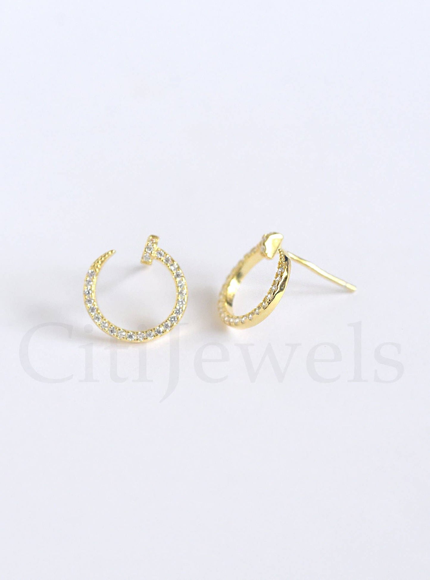 925 Silver Simple Nail Stud Earring (12mm)