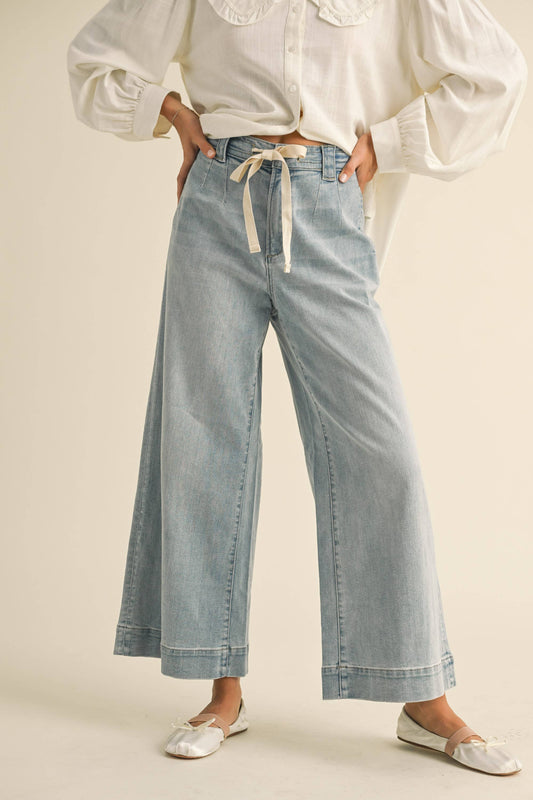 Tie Front Denim Wide Leg