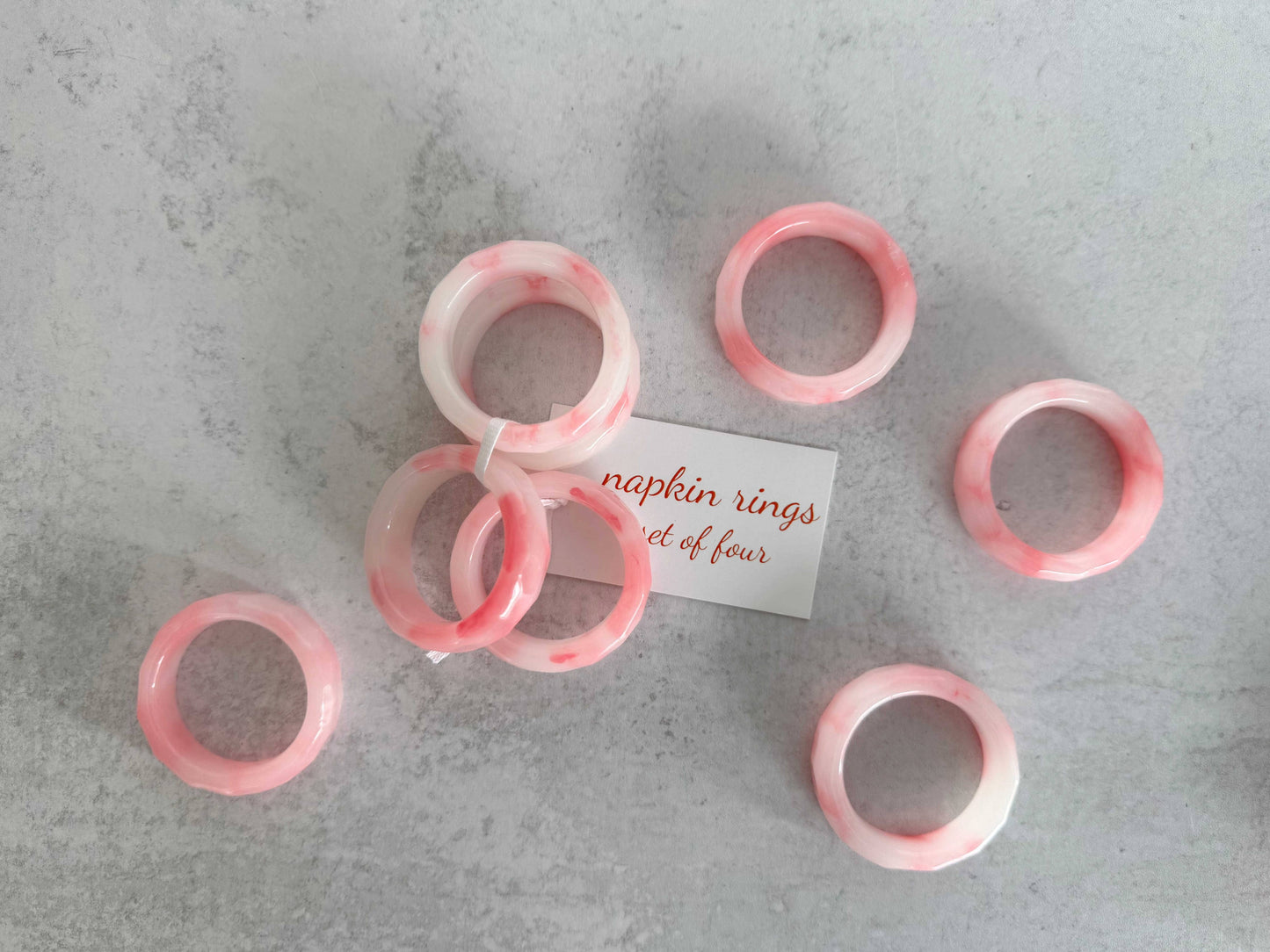 Sherbet Napkin Rings, pink and yellow, set of four