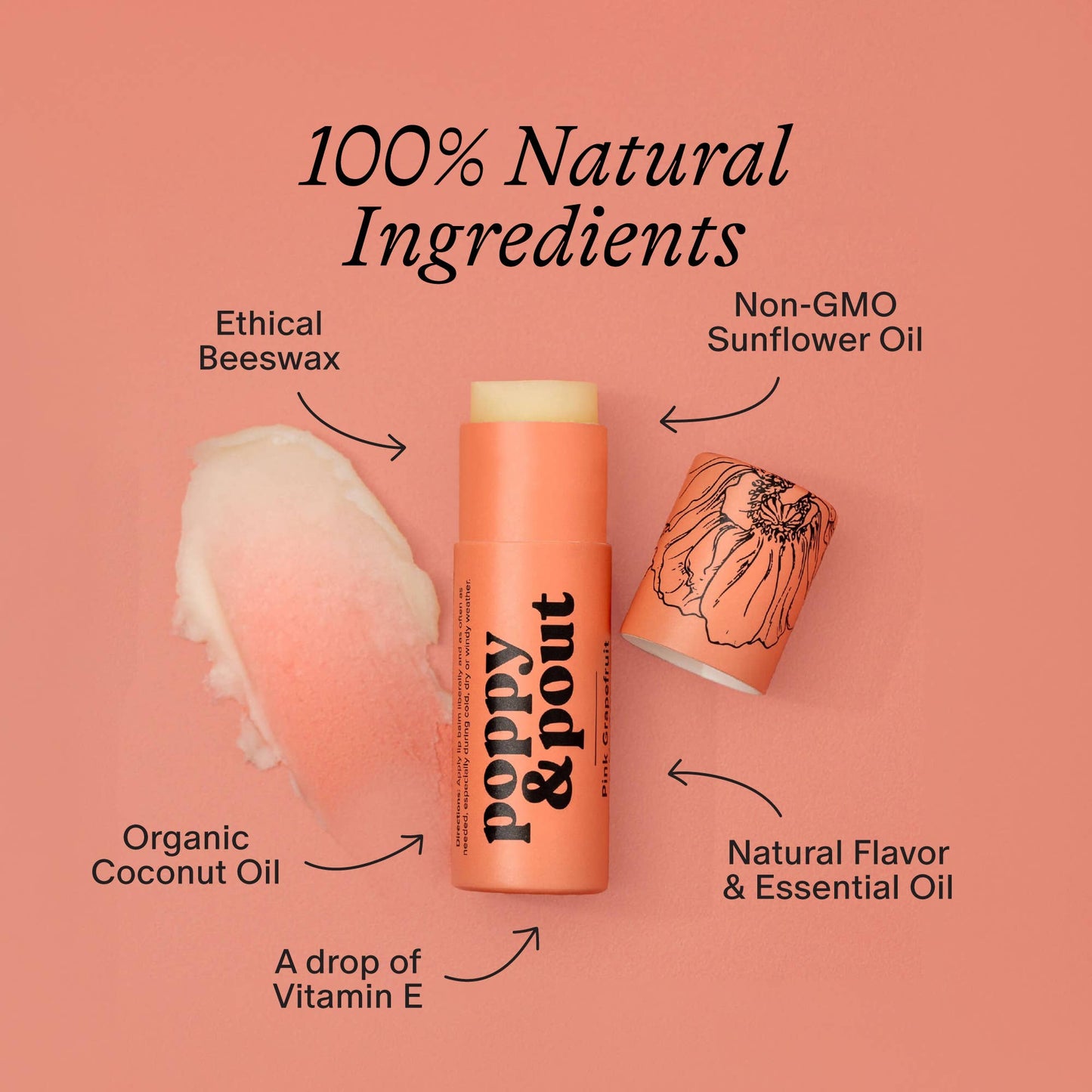 Poppy & Pout Lip Balm - Pink Grapefruit